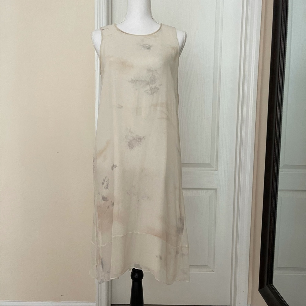 Eileen Fisher 100% Silk Watercolor Dress Sz XS  S
